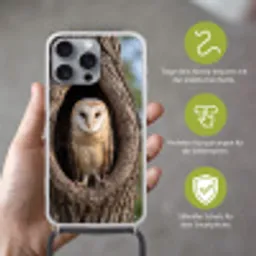 Kerkuil - Boom - Natuur - Bruin Hoesje iPhone 16 Pro Max met koord klein -sfeer2_DE