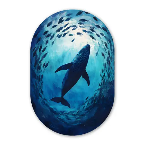 Walvis - Vissen - Donkerblauw Wandcirkel Ovaal Forex klein -3d