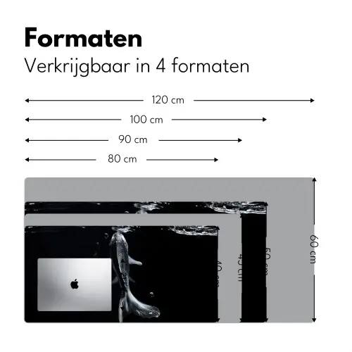 Koi - Vissen - Water - Zwart Muismat XXL klein -sfeer5