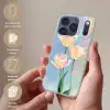 Tulpen - Roze accenten - Blauw Telefoonhoesje iPhone 17 Pro klein -sfeer3_NL
