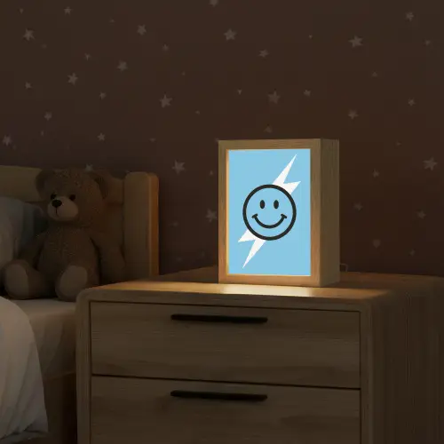 Smiley - Blauw - Bliksem Light Box met kabel (Kinderlampje) klein -sfeer1_kind