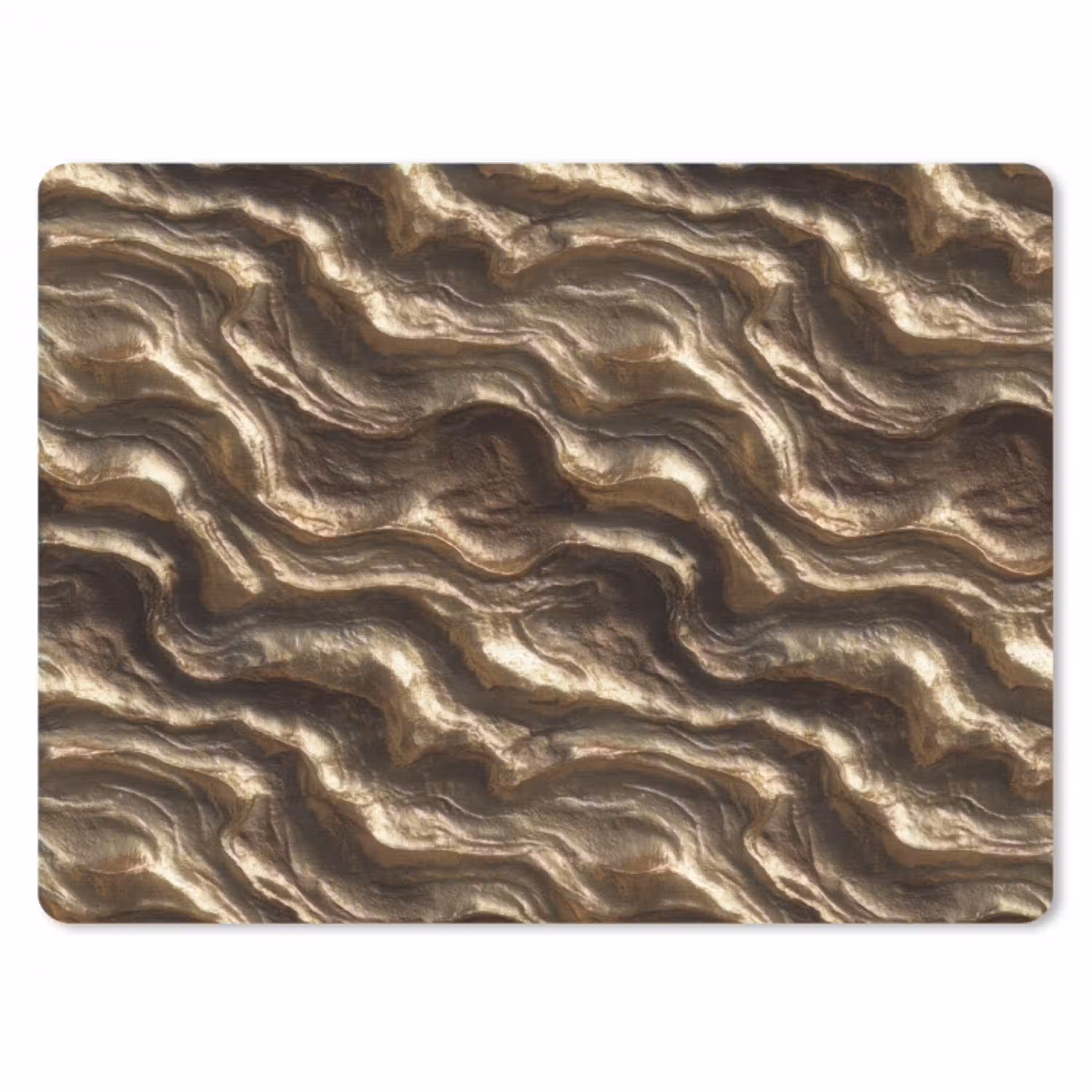 Reliëf - Golven - Abstract - Bronsgoud muismat rubber klein 262 -3d