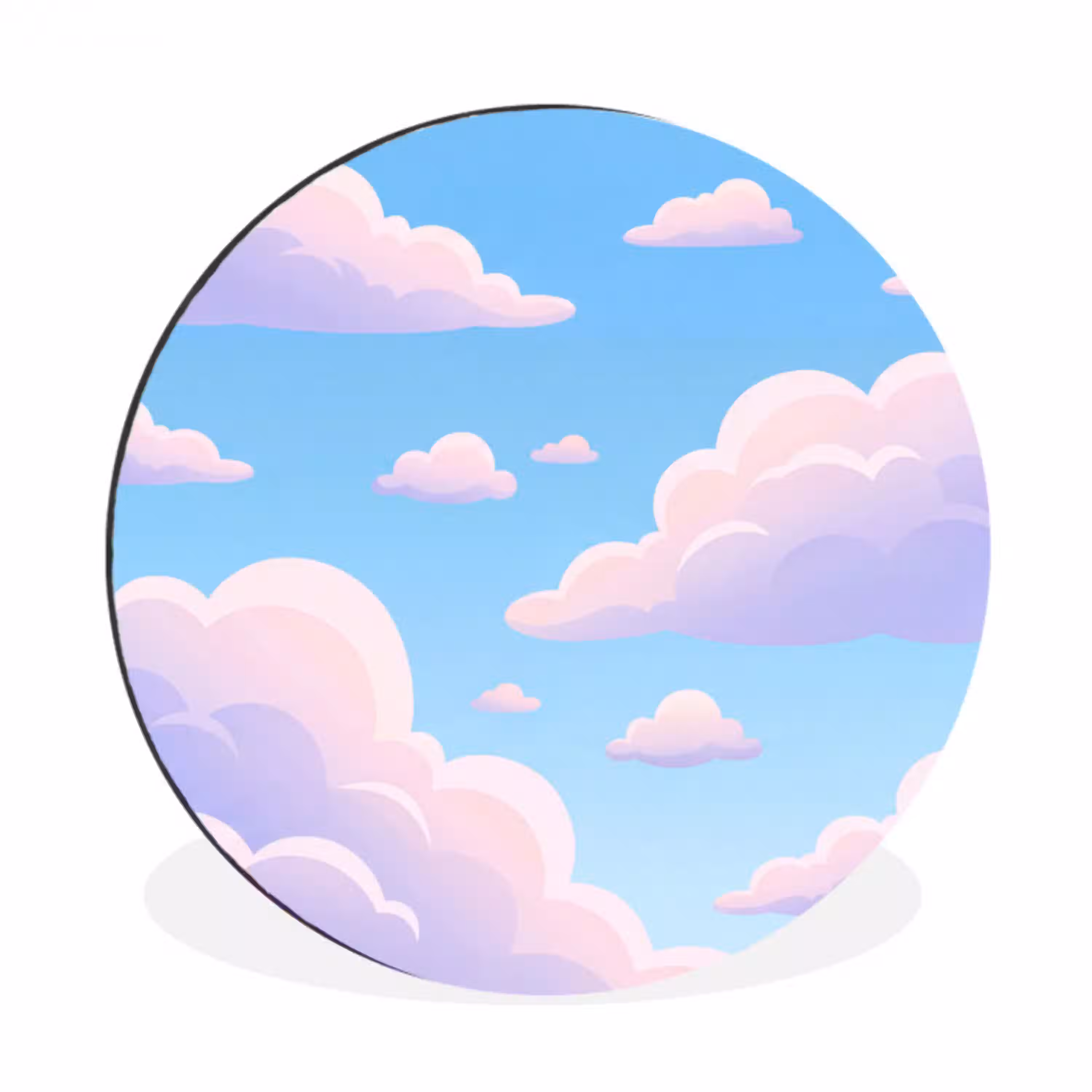 Wolken - Roze - Blauw - Natuur - Modern Wandcirkel aluminium klein -3d
