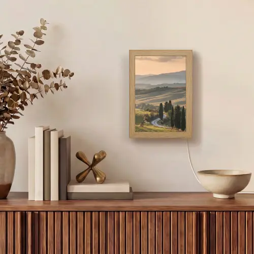Toscaans - Landschap - Heuvels Light Box met kabel (Tafellamp) klein -sfeer2