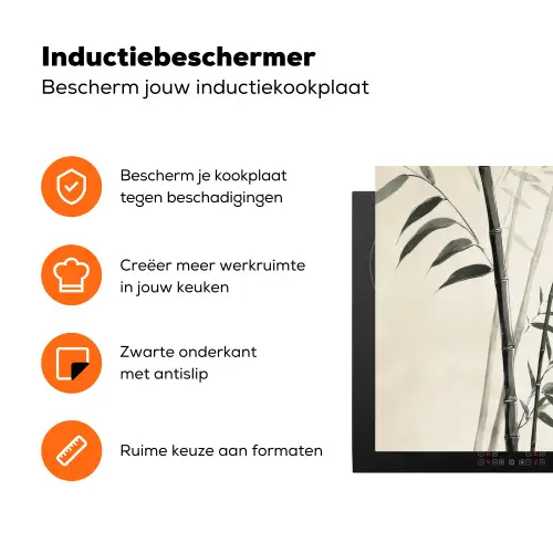 Japandi - Bamboe - Beige Inductie beschermer vinyl 3mm klein -zzzzzzz-td-ups