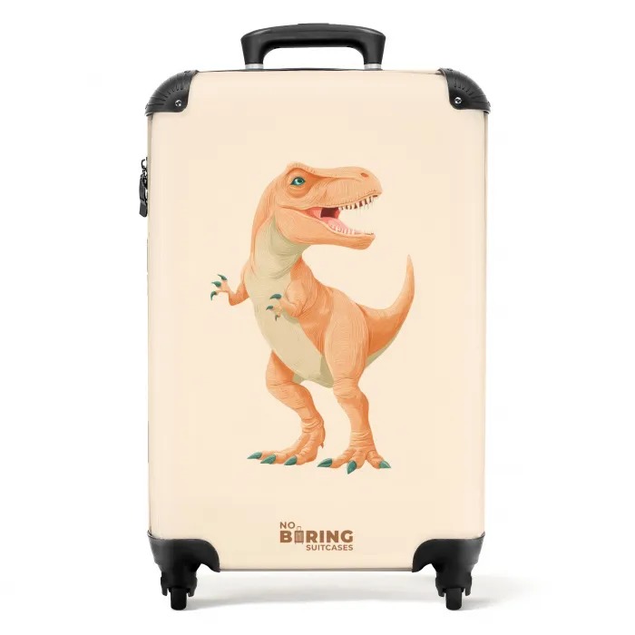 T-rex dino in oranje kleuren NBS - Handbagage koffer - Kinderen Unisex middel -productfoto_recht
