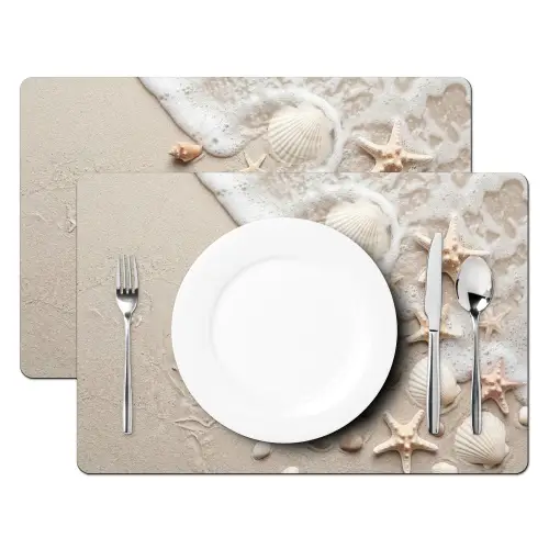 Schelpen - Zeesterren - Strand Placemat vinyl groot -zzsfeer2_Kitchenyeah-website