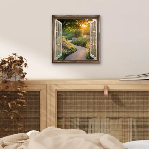 Doorkijk - Bloemen - Natuur - Zon - Pad aluminium wit klein -sfeer3