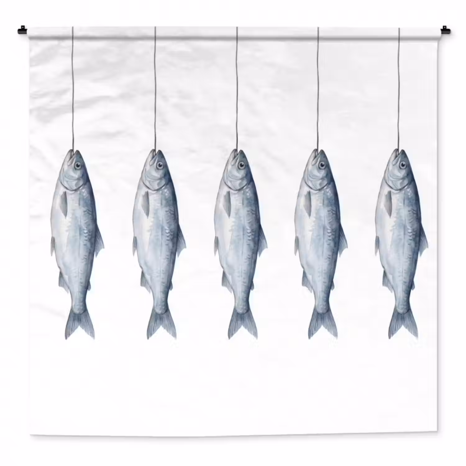 Wandteppich - Fisch - Illustration - Delfter Blau