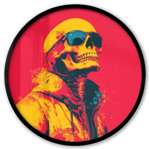 Zonnebril - Schedel - Jas - Rood Fotolijst rond zonder passe partout klein -3d