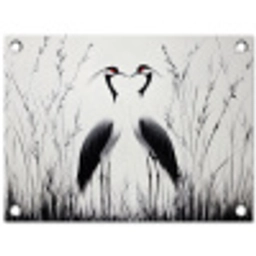 Kraanvogels - Gras - Hartvorm - Zwart tuinposter los doek klein -3d
