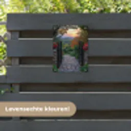 Landschap - Hek - Pad - Zonsondergang - Natuur tuinposter los doek klein -sfeer3