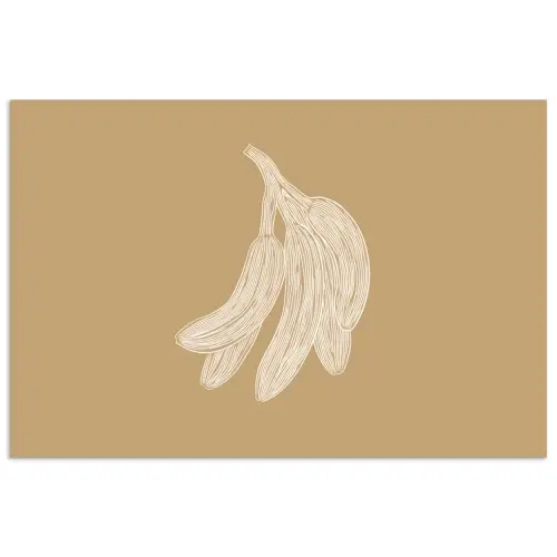 Bananen - Beige - Lijntekening - Minimalistisch poster papier klein -3d