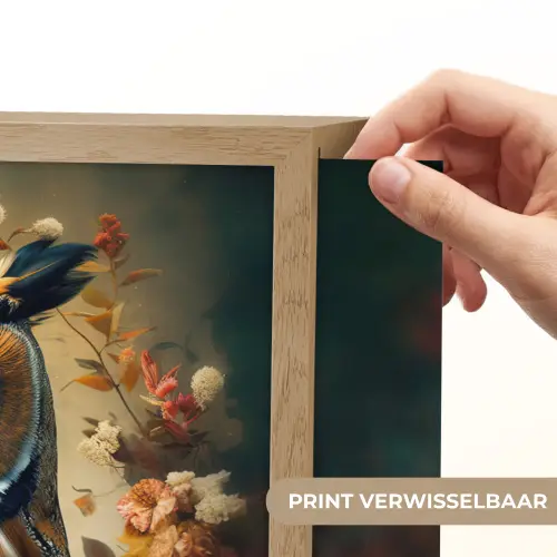 Uil - Vogel - Bloemen - Planten - Botanisch Light Box met batterij (Wandlamp) middel -USP_websiteprintNL