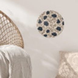 Motief - Bloemen - Zwart - Beige Wandcirkel behangsticker klein 186 -sfeer4