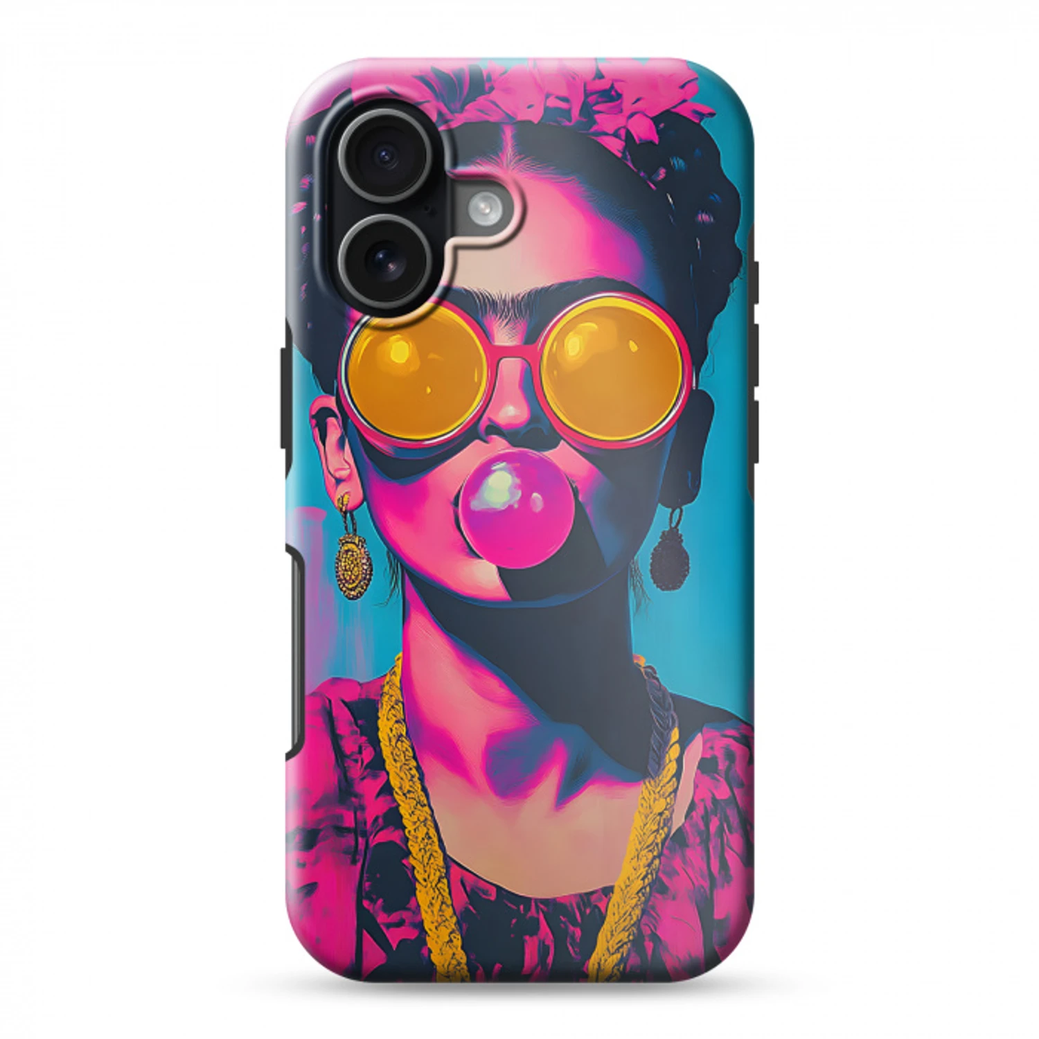 Vrouw - Kauwgom - Zonnebril - Oranje Toughcase MagSafe Apple iPhone 17 klein -3d