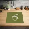 Lijntekening - Appel - Olijfgroen - Blaadje Inductie beschermer vinyl 3mm middel -sfeer5