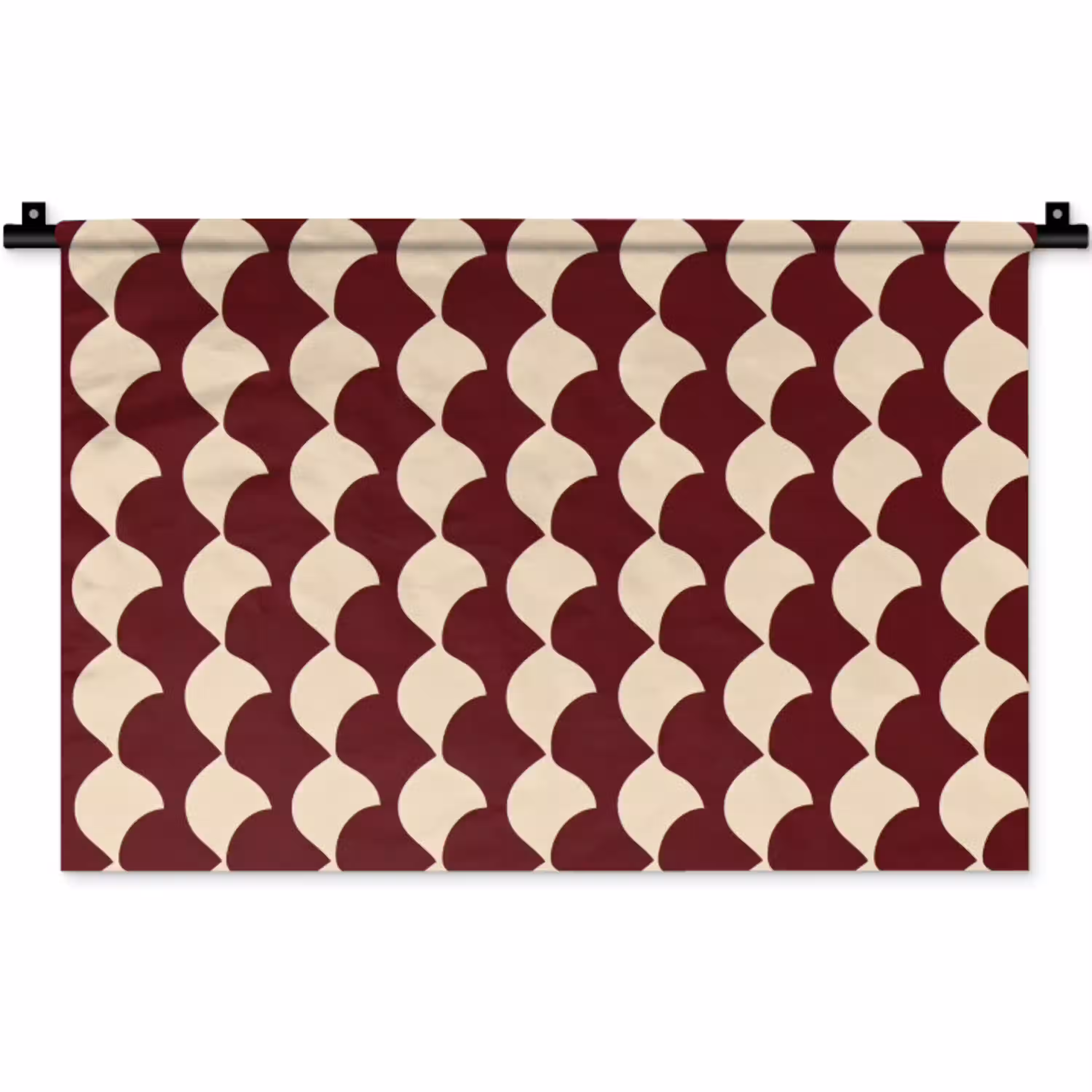 Rood - Tegelpatroon - Crème Wandkleed katoen klein 269 -zz3d