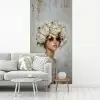 Schilderij - Vrouw - Zonnebril - Bloemenkrans fotobehang vinyl groot -woonkamer