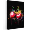 Kersen - Fruit - Graffiti - Verf - Abstract - Modern - Kleurrijk Tuinposter op houten frame 2 cm dik klein -3d