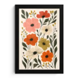 Veldbloemen - Stengels - Blaadjes - Groen fotolijst zwart zonder passe partout klein -3d
