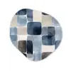 Patroon - Blauw - Vierkanten Wandcirkel Organisch Aluminium middel -3d