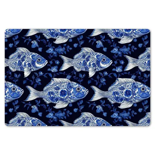 Vissen - Bloemen - Blauw Placemat vinyl groot 368 -zzsfeer1_Kitchenyeah-website