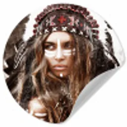 Vrouw - Indianentooi - Veren - Strepen Wandcirkel behangsticker klein -3d