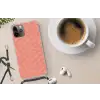 Boho - Print - Roze - Wit - Ogen Hoesje iPhone 12 Pro met koord klein -oordop