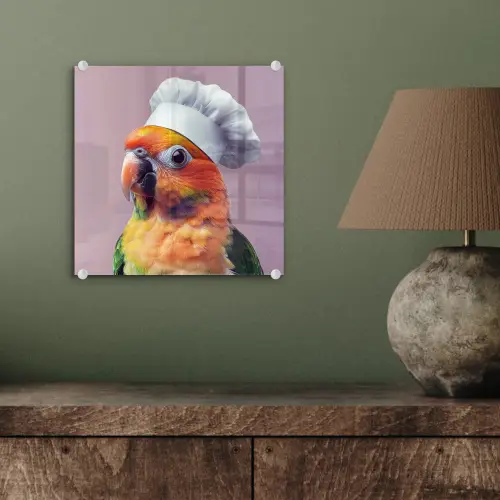 Papegaai - Koksmuts - Nieuwsgierig - Vogel plexiglas 5mm klein -sfeer3