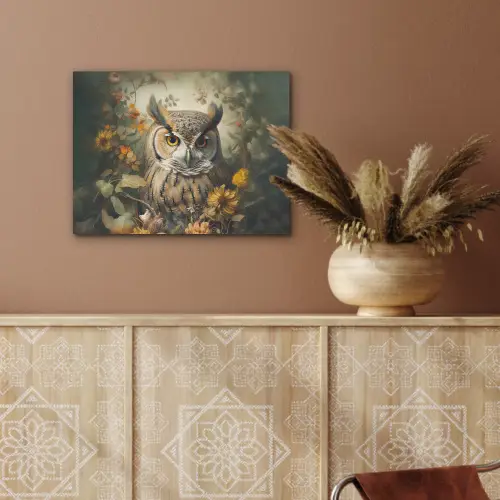 Uil - Vogels - Bloemen - Natuur PET vilt klein -sfeer4