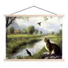 Kat - Beekje - Weide textielposter latten blank klein -3d