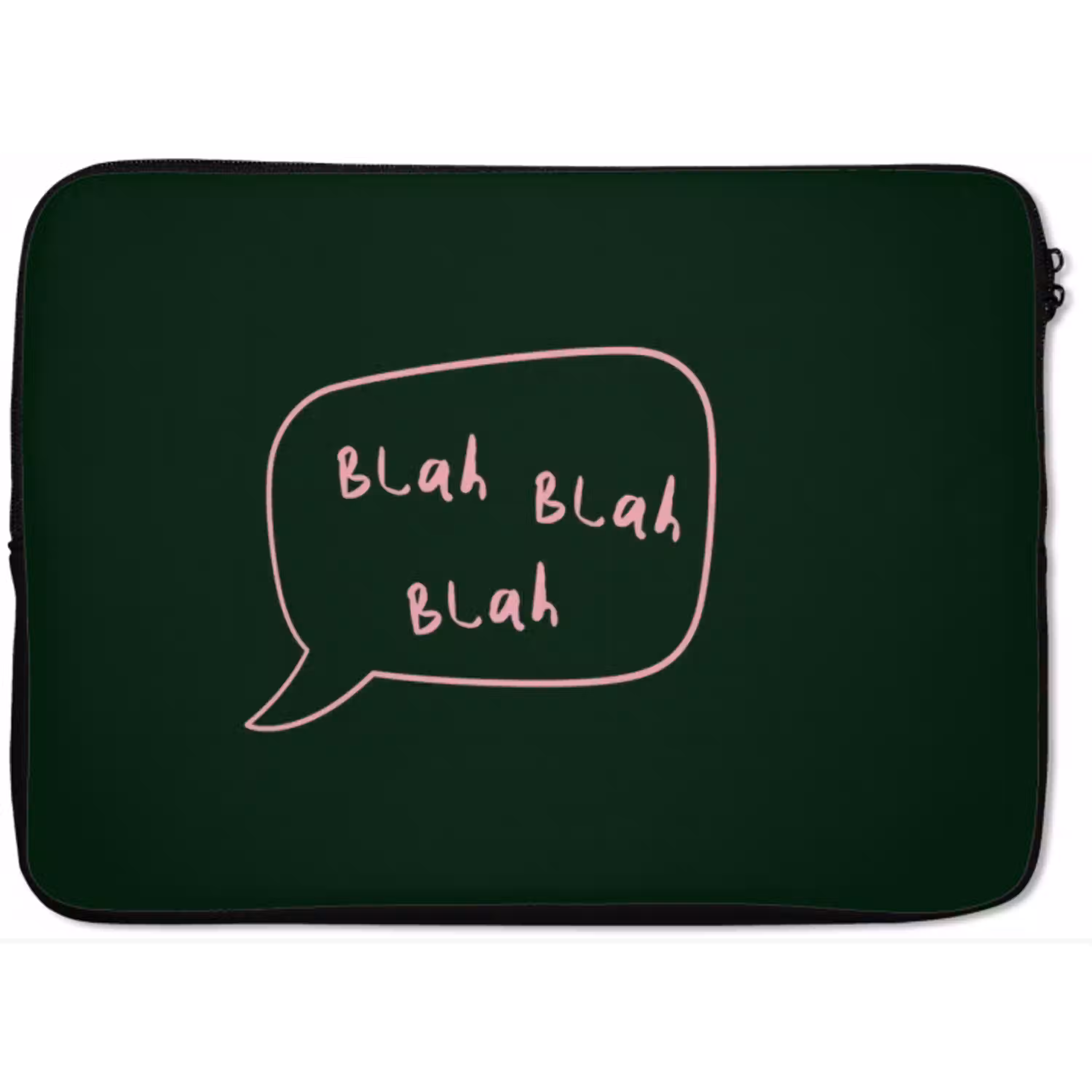 Tekstwolkje - Donkergroen - BLAH BLAH BLAH laptophoes neopreen klein -zkaufland3dotto