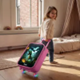 Dinosaurus en draak in vurige junglevallei Kinderkoffer - Roze klein -sfeer1