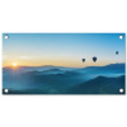 Luchtballonnen - Bergen - Zonsopgang - Landschap tuinposter los doek klein -3d
