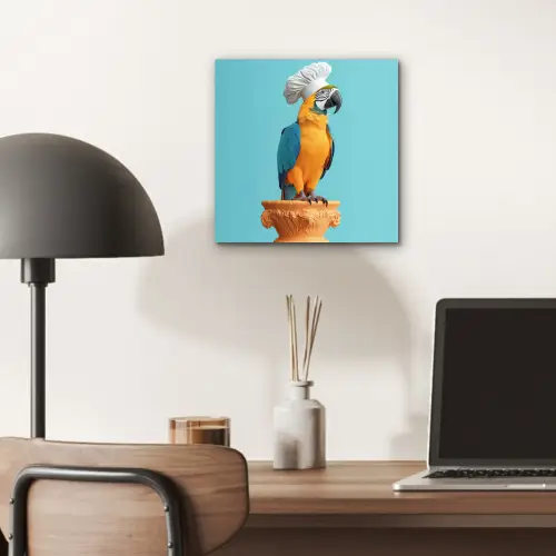 Papegaai - Koksmuts - Grappig - Vogel aluminium wit klein -sfeer5