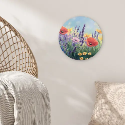 Weide - Bloemen - Kleurrijk Wandcirkel plexiglas klein -sfeer5
