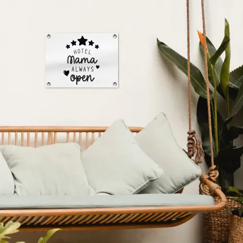 Spreuken - Hotel mama always open - Mama - Quotes tuinposter los doek klein -sfeer7