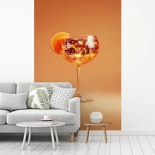 Drank - Oranje - Glitter - Disco fotobehang vinyl groot -woonkamer