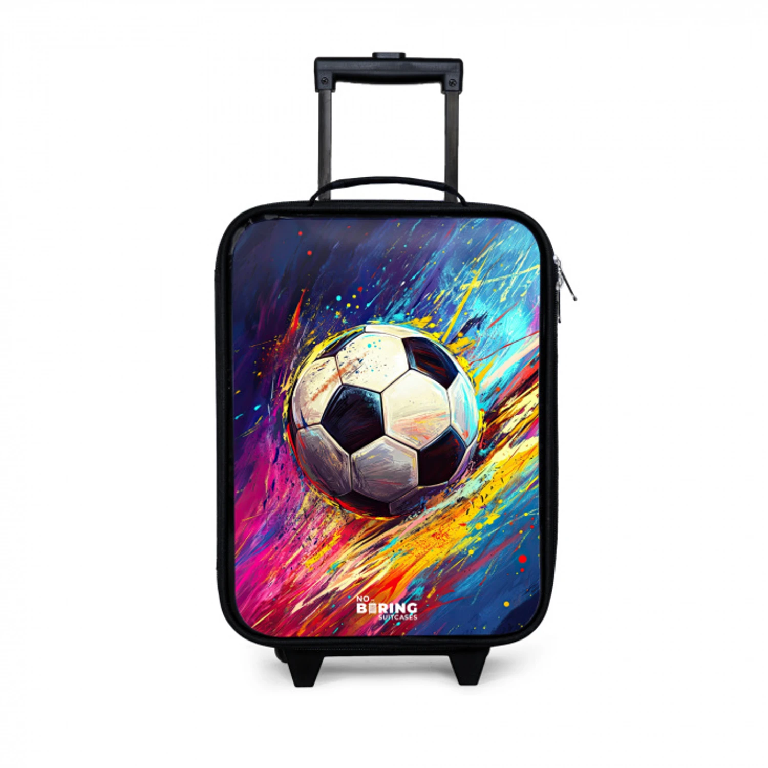 Neon - Voetbal - Kleurrijk Kinderkoffer - Zwart klein -3d
