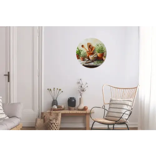 Potten - Kruiden - Hout Wandcirkel aluminium klein -woonkamer
