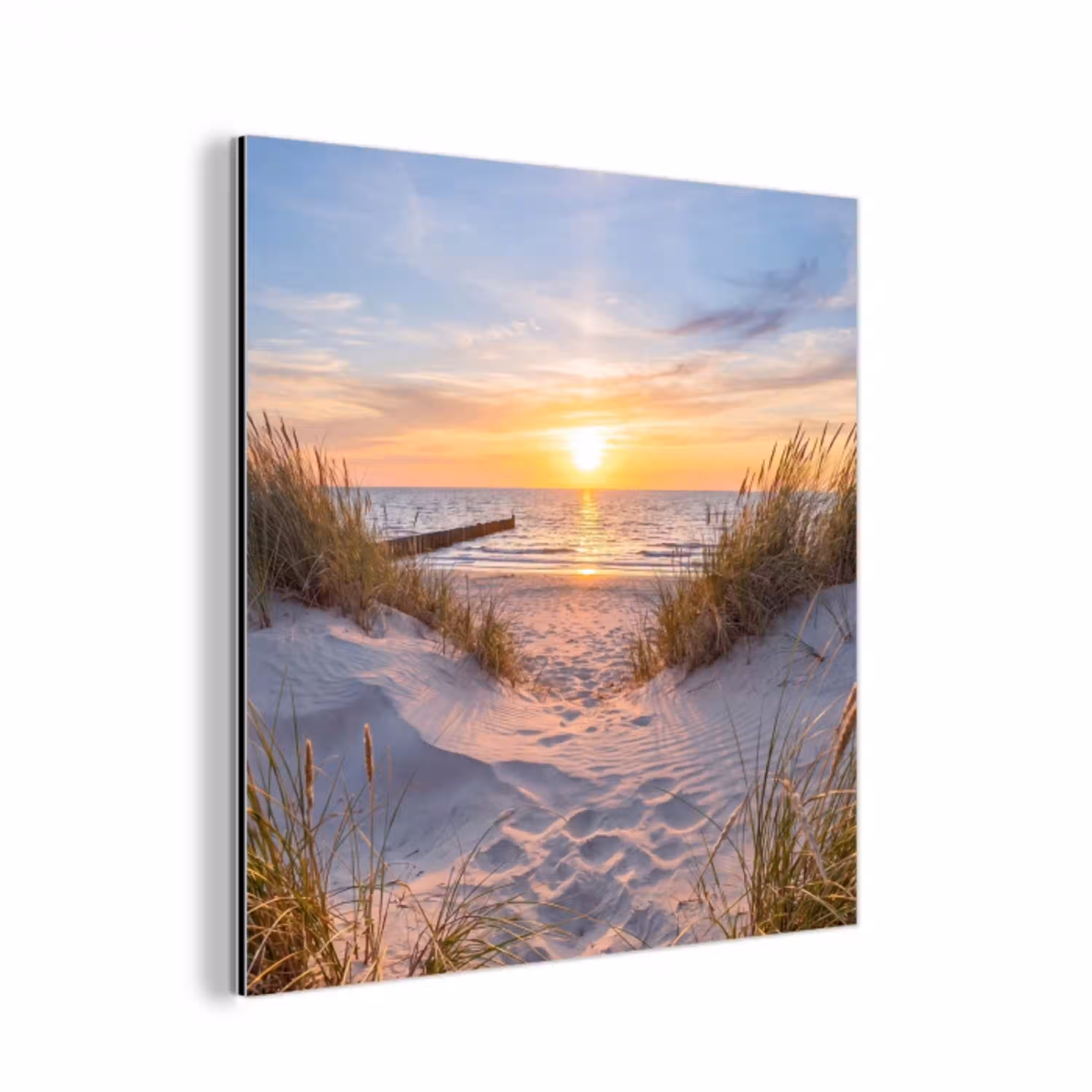 Strand - Zonsondergang - Natuur - Landschap aluminium wit klein -3d