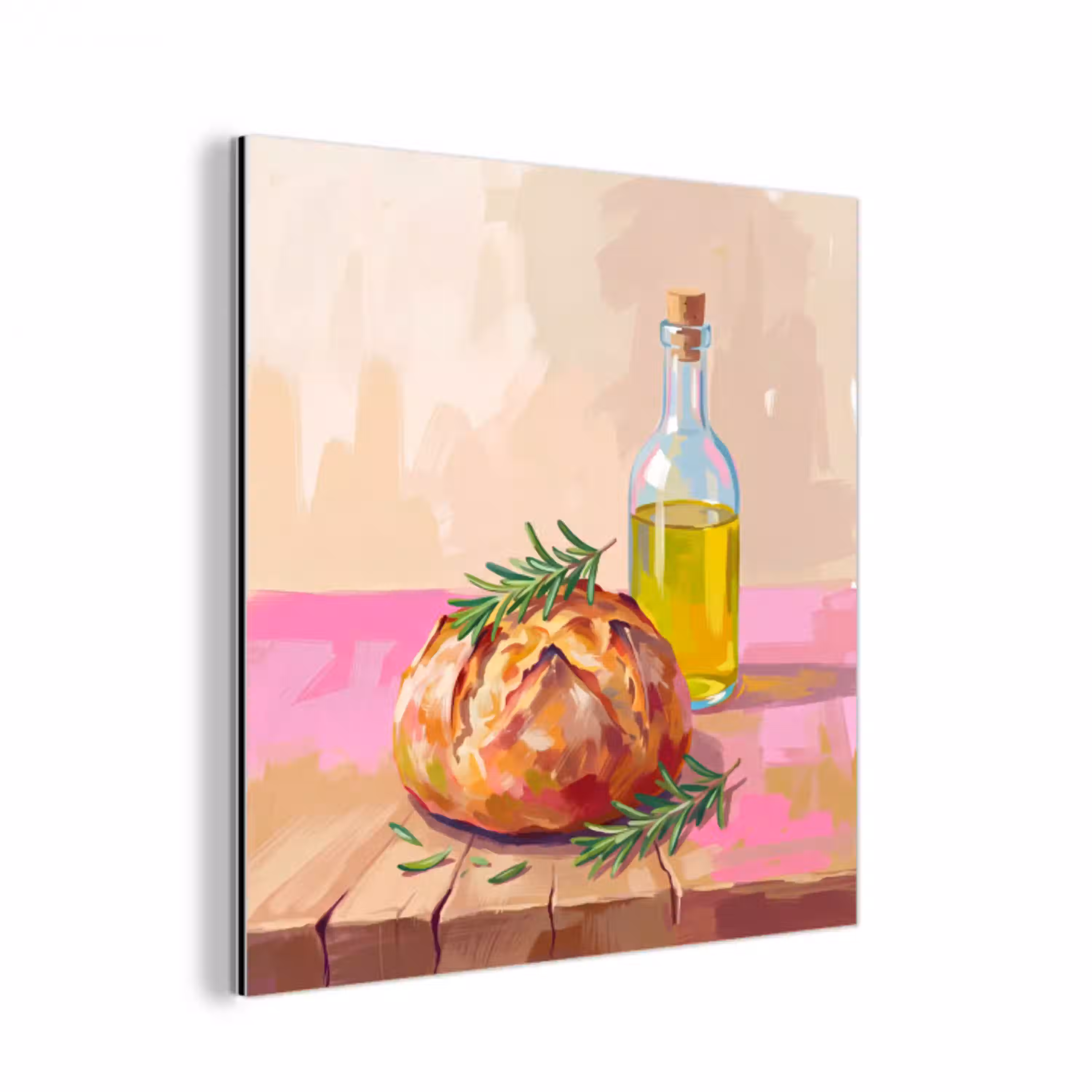 Eten - Brood - Olijfolie - Abstract - Keuken aluminium wit klein -3d