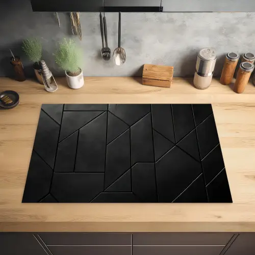 Zwart - Geometrisch - Tegeltjes Inductie beschermer vinyl 3mm klein -sfeer5