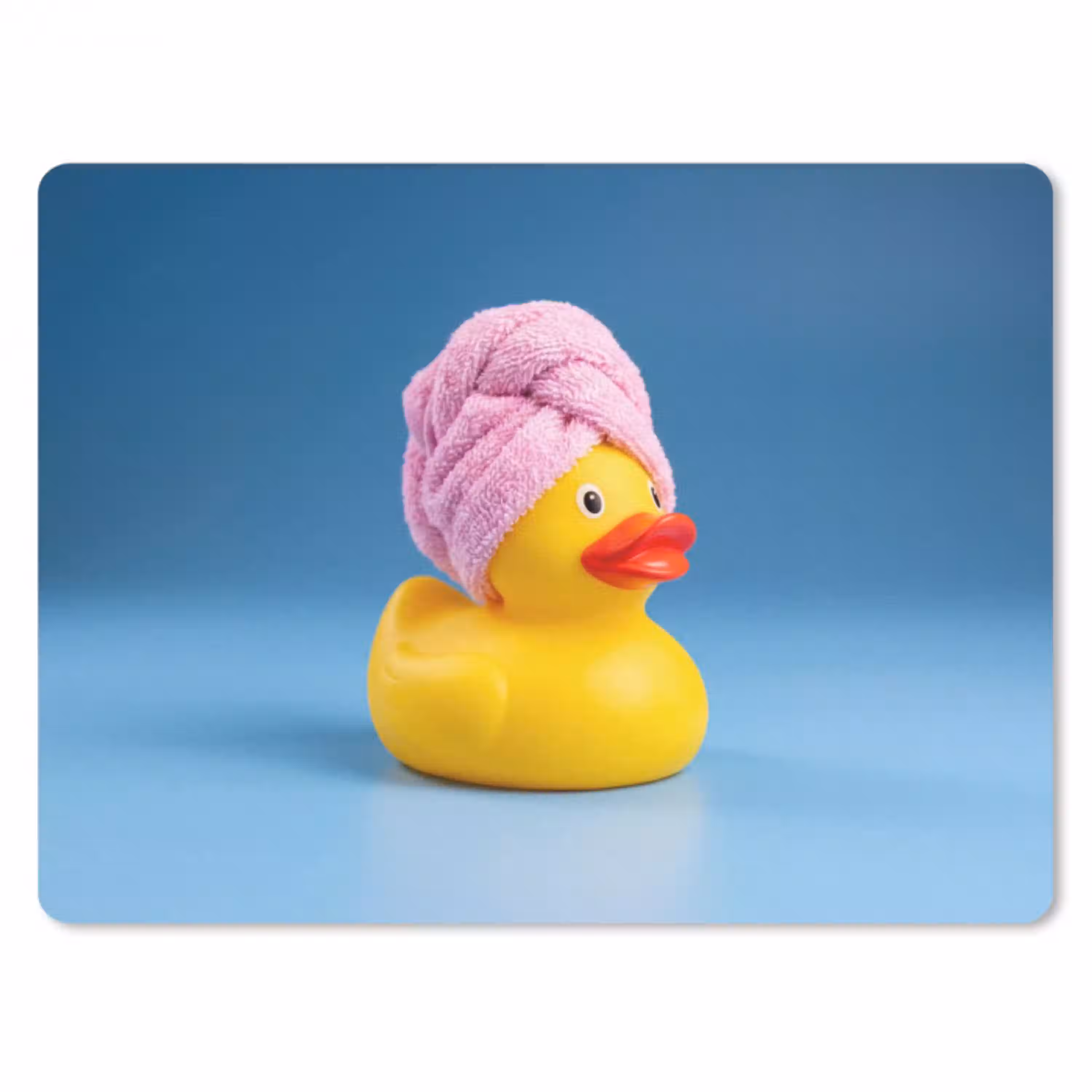 Badeend - Handdoek - Blauw muismat rubber klein -3d