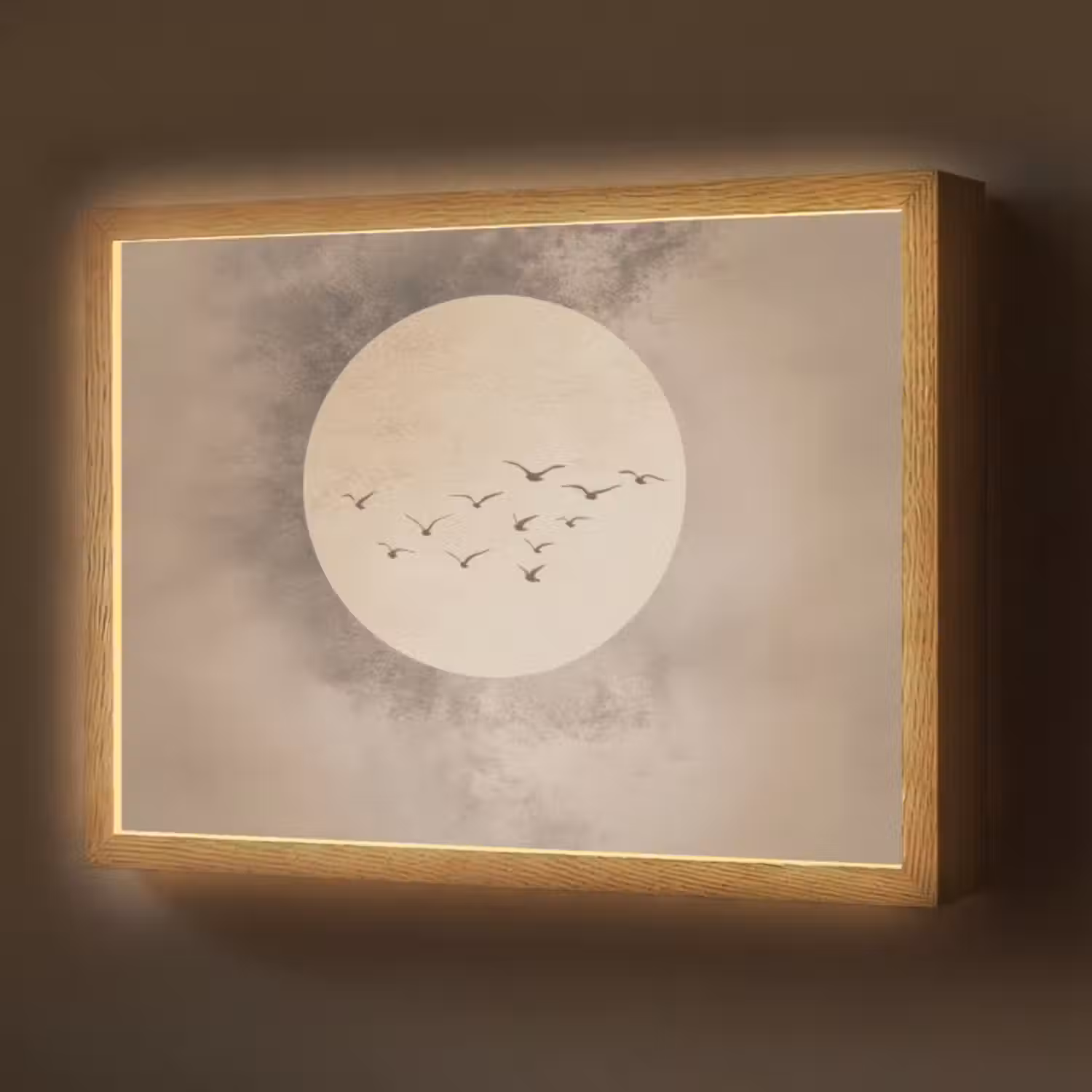 Lightbox - Wandleuchte - Vogel - Beige - Japanisch
