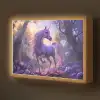 Eenhoorn - Paars - Sprookje - Fantasy dier Light Box met batterij (Wandlamp kind) middel -z3d_website
