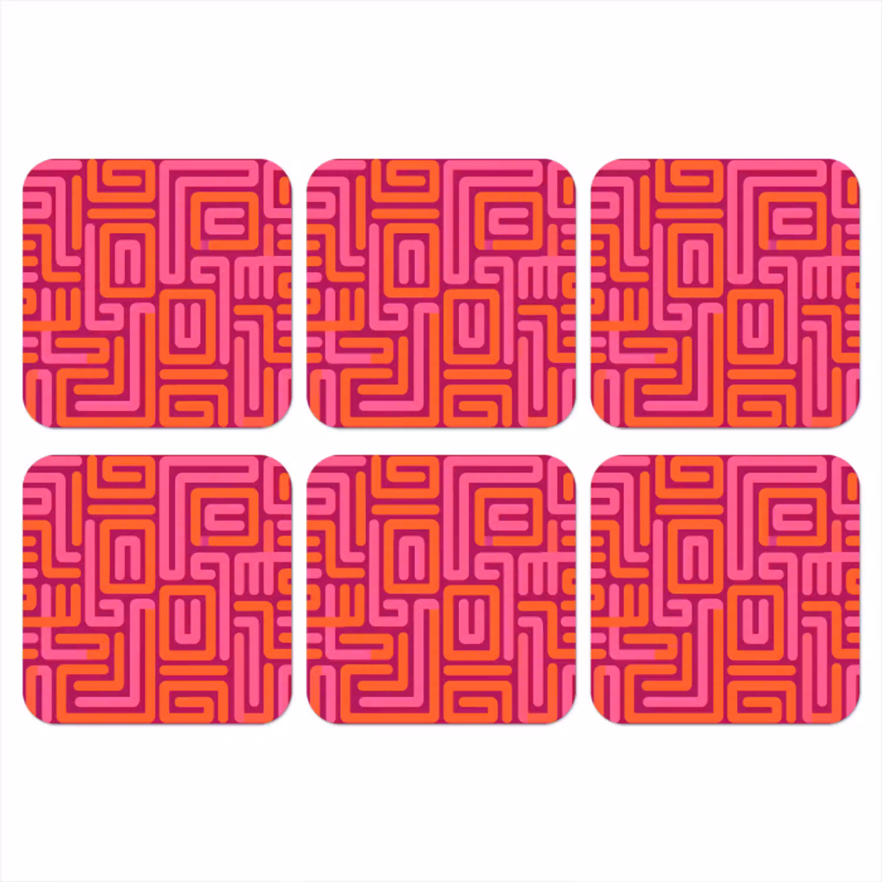 Abstract - Patroon - Lijnen - Roze - Oranje onderzetter kurk middel -3d