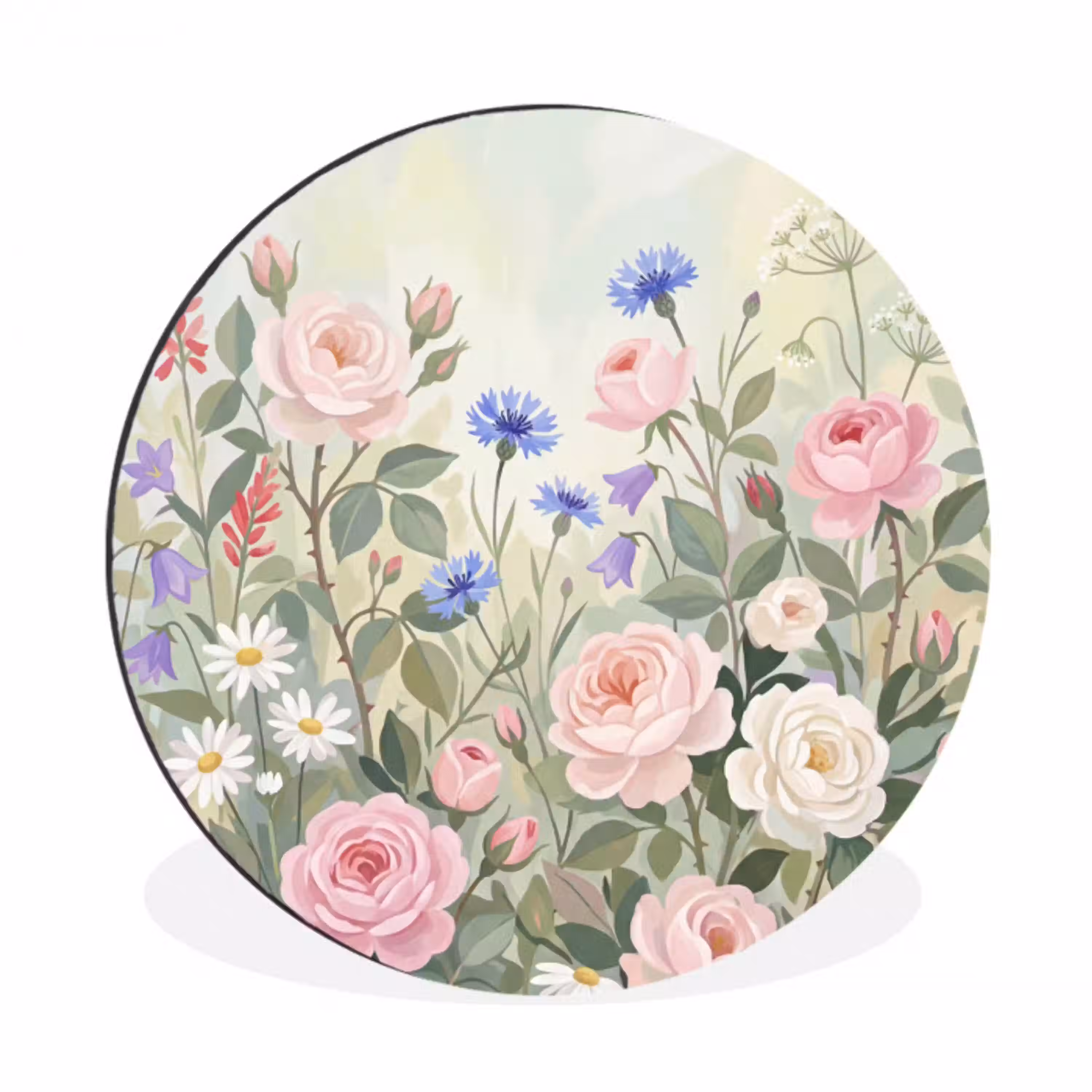 Bloemen - Tuin - Natuur - Kleurrijk Wandcirkel aluminium klein -3d