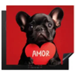 Amor - Hond  - Hartje - Rood Inductie beschermer vinyl 3mm middel -3d